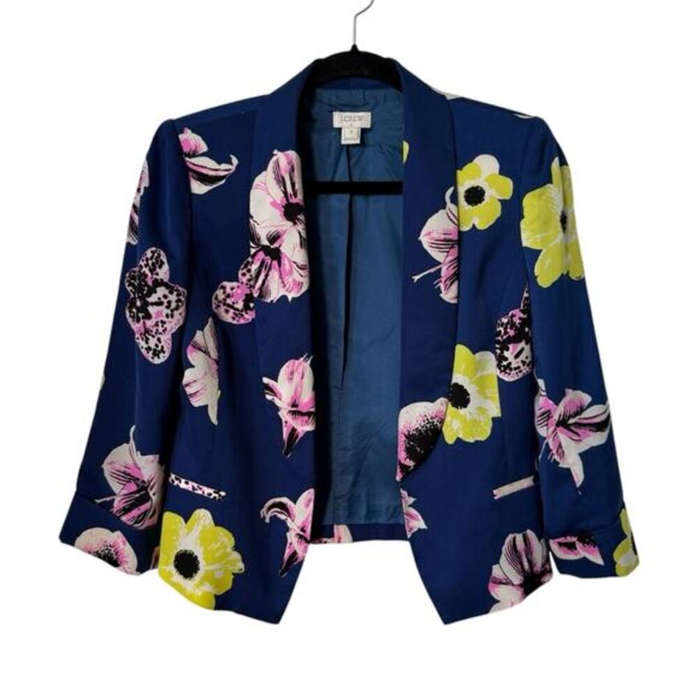 J. Crew Navy‎ and Pink Floral Blazer size 2 - Picture 2 of 6